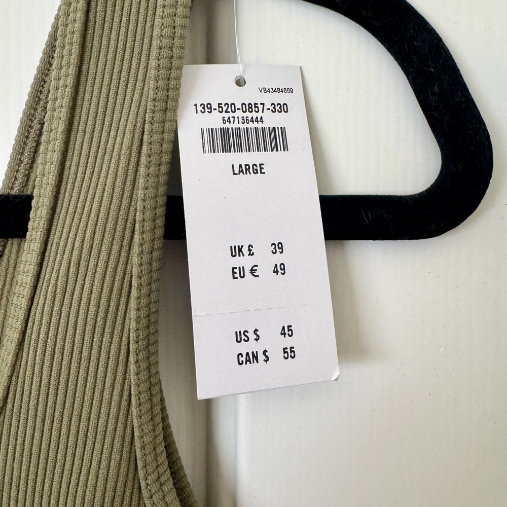 NWT Abercrombie Olive Green Ribbed Tank top Bodysuit - Lg - Picture 3 of 3
